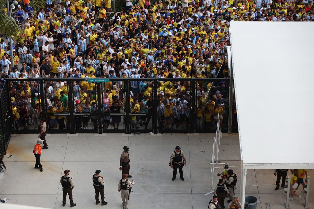 Fans packed outside of Hard Rock Stadium in Miami before the Copa America Final